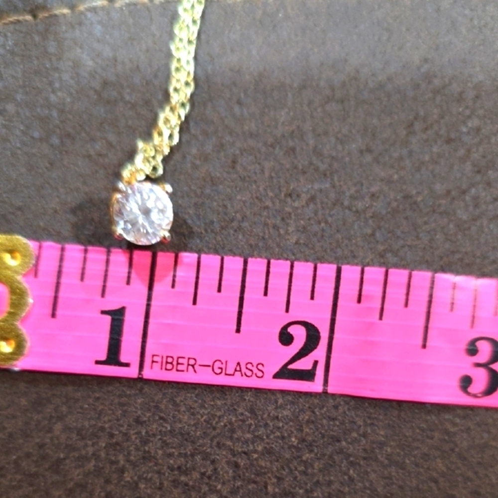 3 CT Cubic Zirconia With Gold & White 19" Necklace with Clear Pendant - Picture 6 of 6